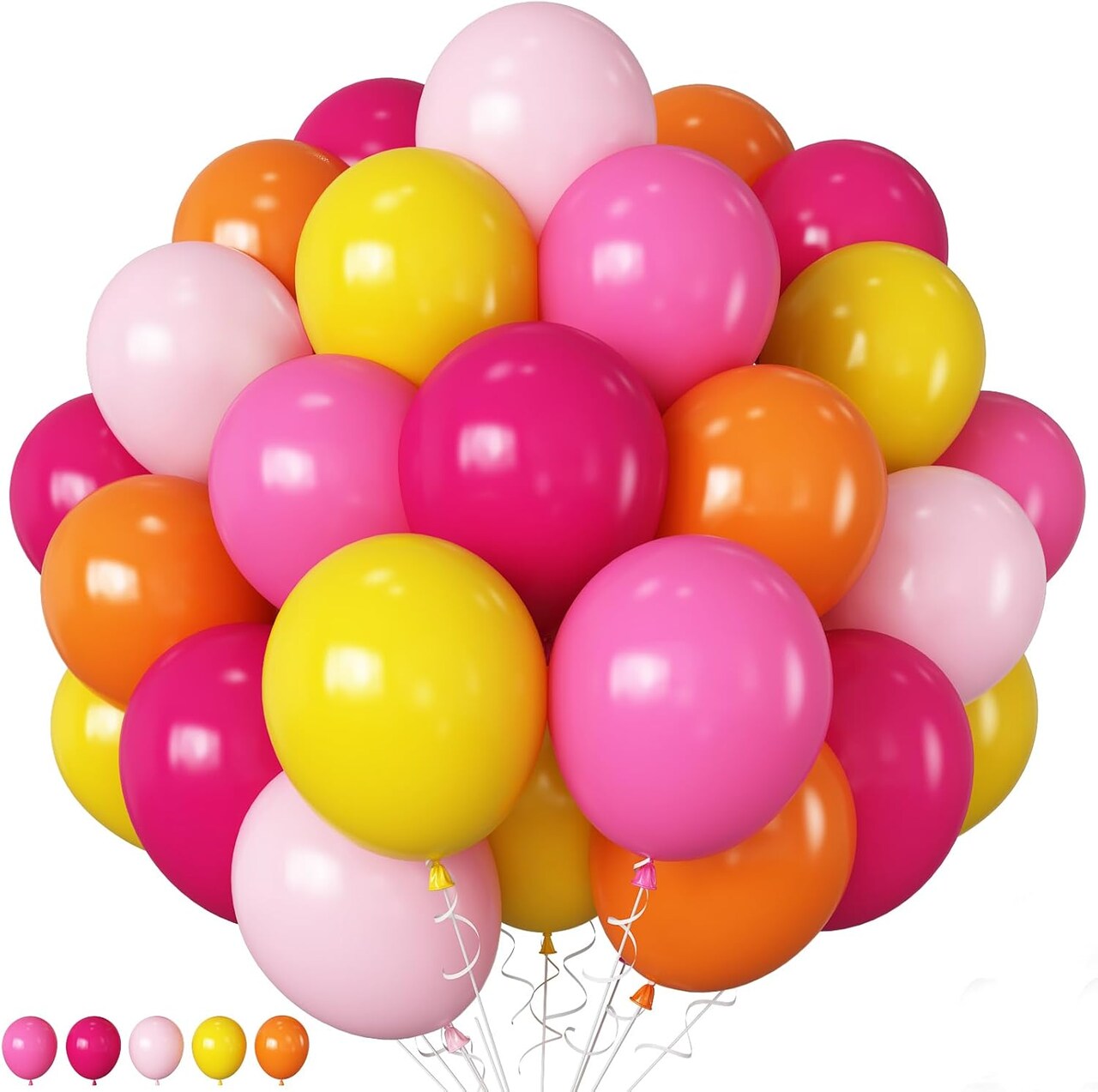 Light Pink Hot Pink Yellow Autumn Latex Balloons(Pink Orange Yellow)